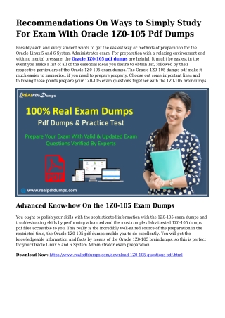 Polish Your Techniques While using the Assistance Of 1Z0-105 Pdf Dumps