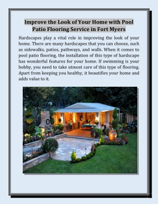 Improve the Look of Your Home with Pool Patio Flooring Service in Fort Myers