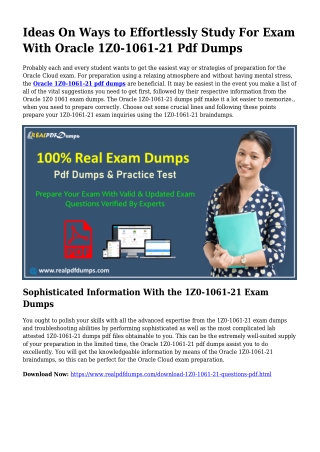 1Z0-1061-21 PDF Dumps To Take care of Preparation Problems