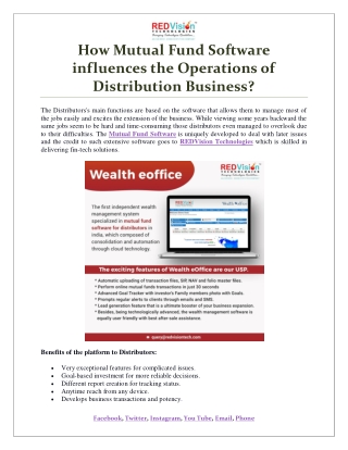 How Mutual Fund Software influences the Operations of Distribution Business