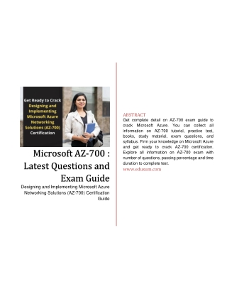 Microsoft AZ-700 Certification : Latest Questions and Exam Guide