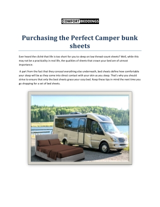 Purchasing the Perfect Camper bunk sheets