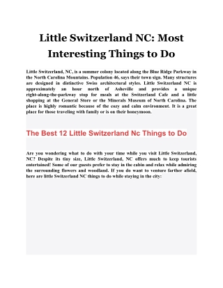 Little Switzerland NC: Most Interesting Things to Do
