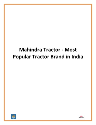 Mahindra Tractor - Most Popular Tractor Brand in India-converted
