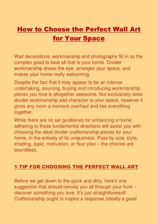 How to Choose the Perfect Wall Art for Your Space