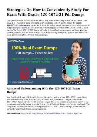 Sustainable 1Z0-1072-21 Dumps Pdf For Incredible Consequence