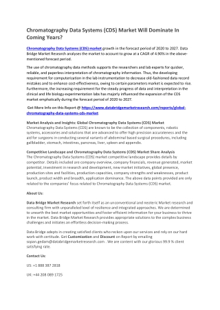 Chromatography Data Systems (CDS) Market Will Dominate In Coming Years?