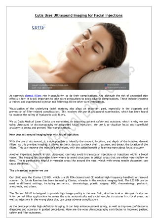 Cutis Uses Ultrasound Imaging for Facial Injections