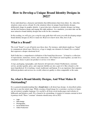 How to Develop a Unique Brand Identity Designs in 2022