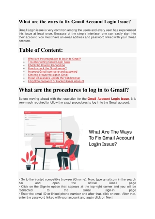 What are the ways to fix Gmail Account Login Issue