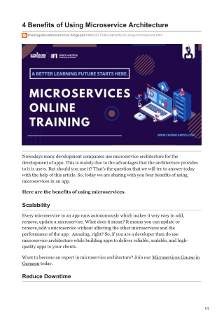 4 Benefits of Using Microservice Architecture