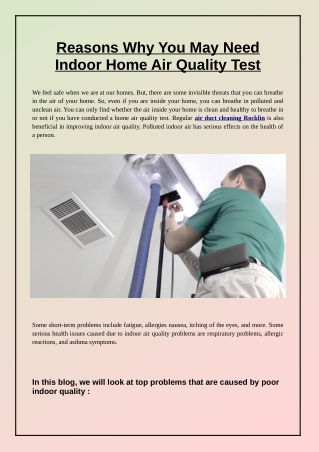 Reasons Why You May Need Indoor Home Air Quality Test