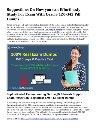 Practical Your Preparation By 1Z0-343 Pdf Dumps