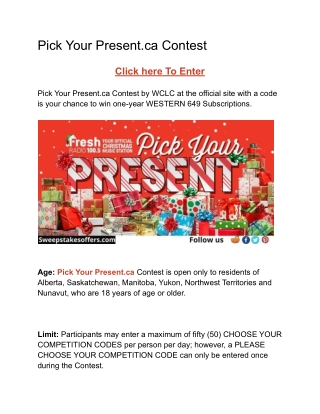 Pick Your Present.ca Contest