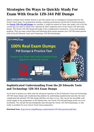 Precious Planning Because of the Help Of 1Z0-344 Dumps Pdf