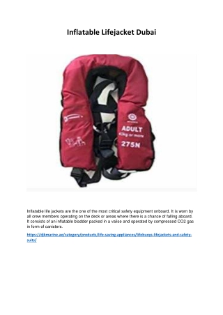 Inflatable Lifejacket Dubai