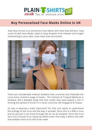 Buy Personalised Face Masks Online in UK