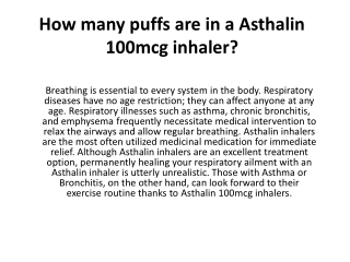 How many puffs are in a Asthalin 100mcg inhaler?