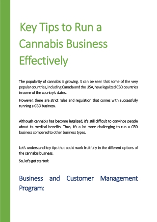 Key Tips to Run a Cannabis Business Effectively