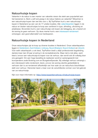 Natuurhuisje kopen