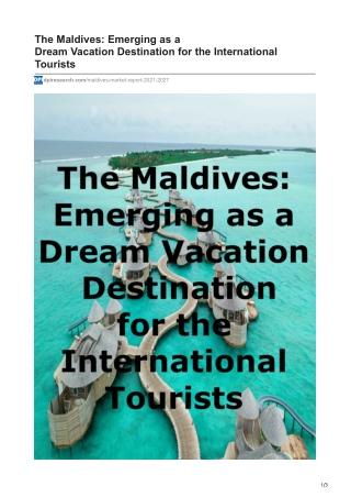 Maldives Tourism Market and Forecast 2021 - 2027