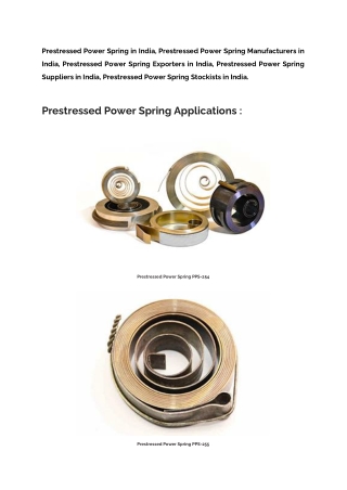 Prestressed Power Spring Manufacturer in India