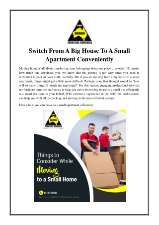 Switch From A Big House To A Small Apartment Conveniently
