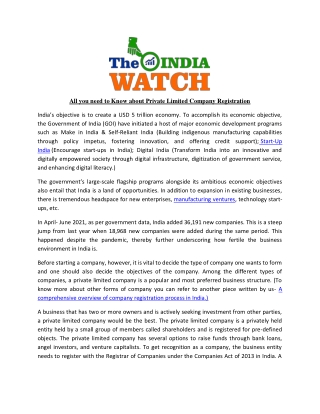 All you Need to Know About Private Limited Company Registration in India