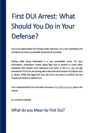 First DUI Arrest What Should You Do in Your Defense