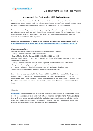 Ornamental Fish Feed Market Forecasts to 2028