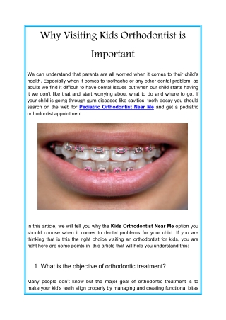 Why Visiting Kids Orthodontist is Important