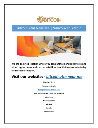Bitcoin Atm Near Me | Vancouver Bitcoin