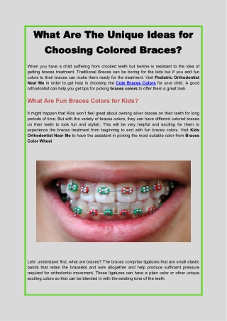 What Are The Unique Ideas for Choosing Colored Braces