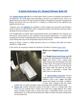 A Quick Overview of L Shaped Shower Bath UK.docx