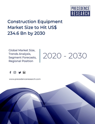 Construction Equipment Market Size to Hit US$ 234.6 Bn by 2030