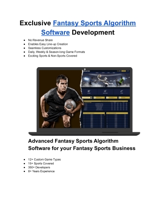 Fantasy Sports Algorithm Software Development