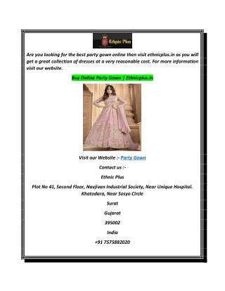 Buy Online Party Gown  Ethnicplus.in