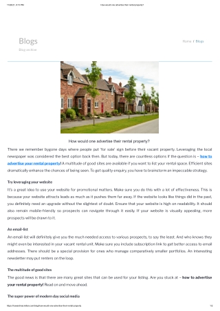 How would one advertise their rental property_