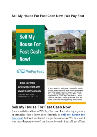 Sell My House For Fast Cash Now  We Pay Fast