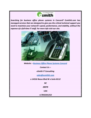 Business Office Phone Systems Concord  Esmithit.com