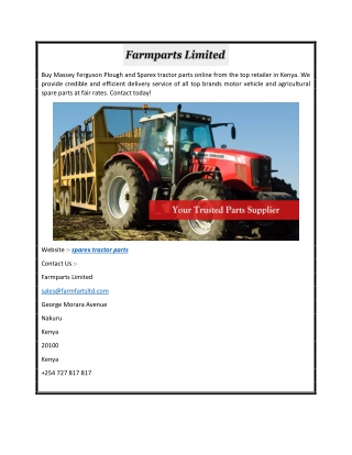 Buy Sparex Tractor Parts Online at Good Price