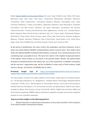 Optical Satellite Communication Market