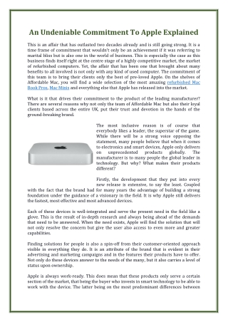 An Undeniable Commitment To Apple Explained