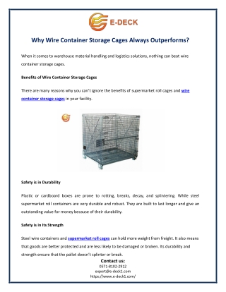 Why Wire Container Storage Cages Always Outperforms