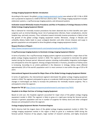 Urology Imaging Equipment Market Overview and Regional Outlook Study