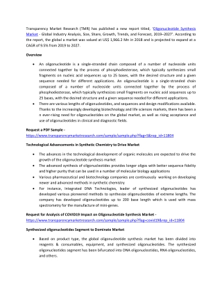 Oligonucleotide Synthesis Market Shares, Strategies, and Forecasts Analysis