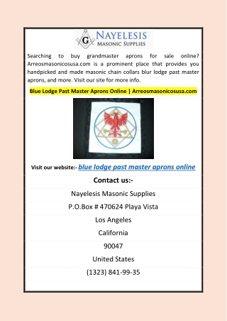 Blue Lodge Past Master Aprons Online | Arreosmasonicosusa.com