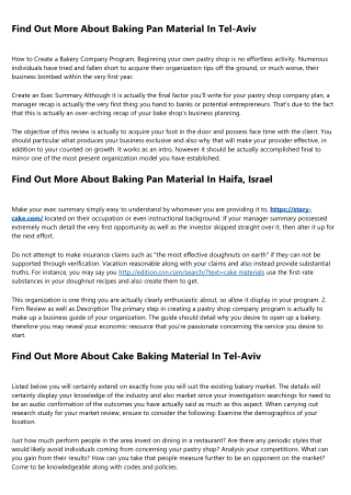 Find Out More About Cake Baking Material in Jerusalem