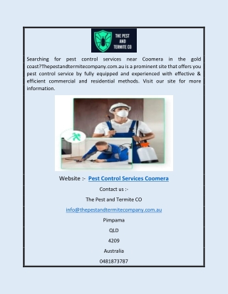Pest Control Services Coomera | Thepestandtermitecompany.com.au