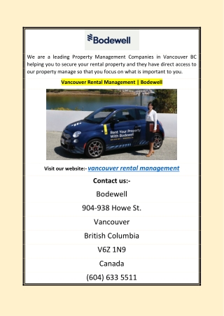 Vancouver Rental Management | Bodewell